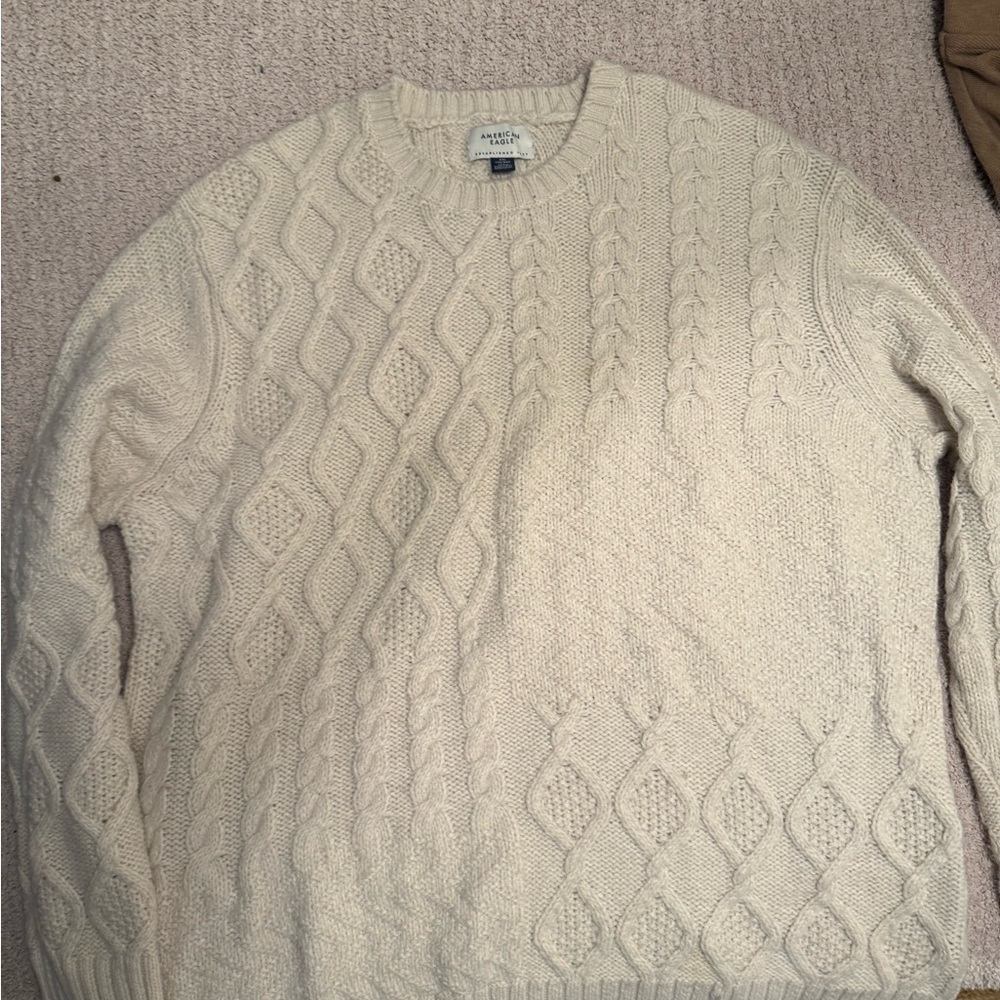 American Eagle Outfitters Cream Cable Knit Sweater